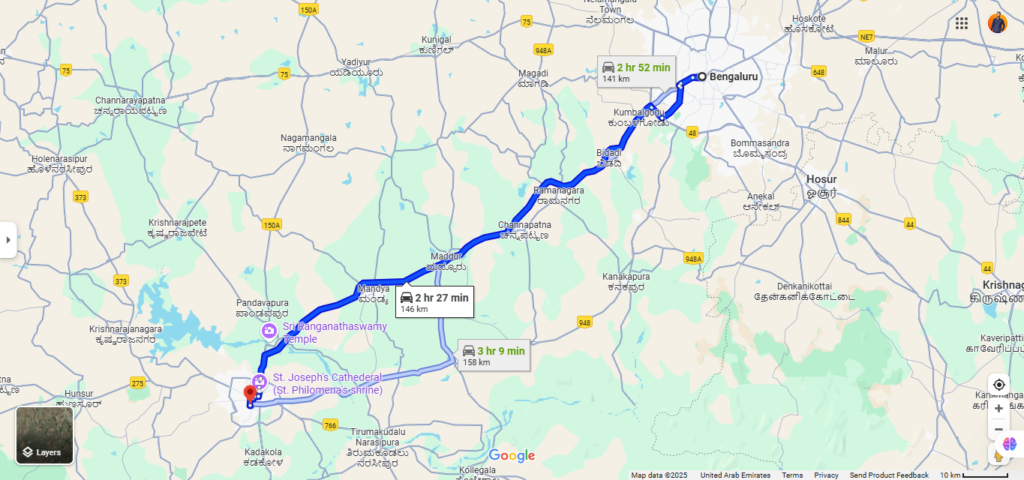 Bangalore to Mysore Distance by Road