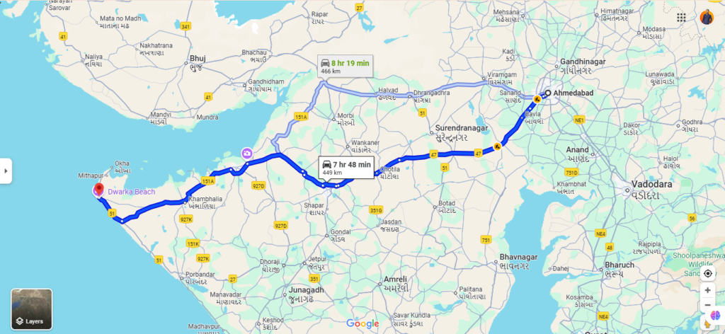 Ahmedabad to Dwarka Distance by Road tripÂ